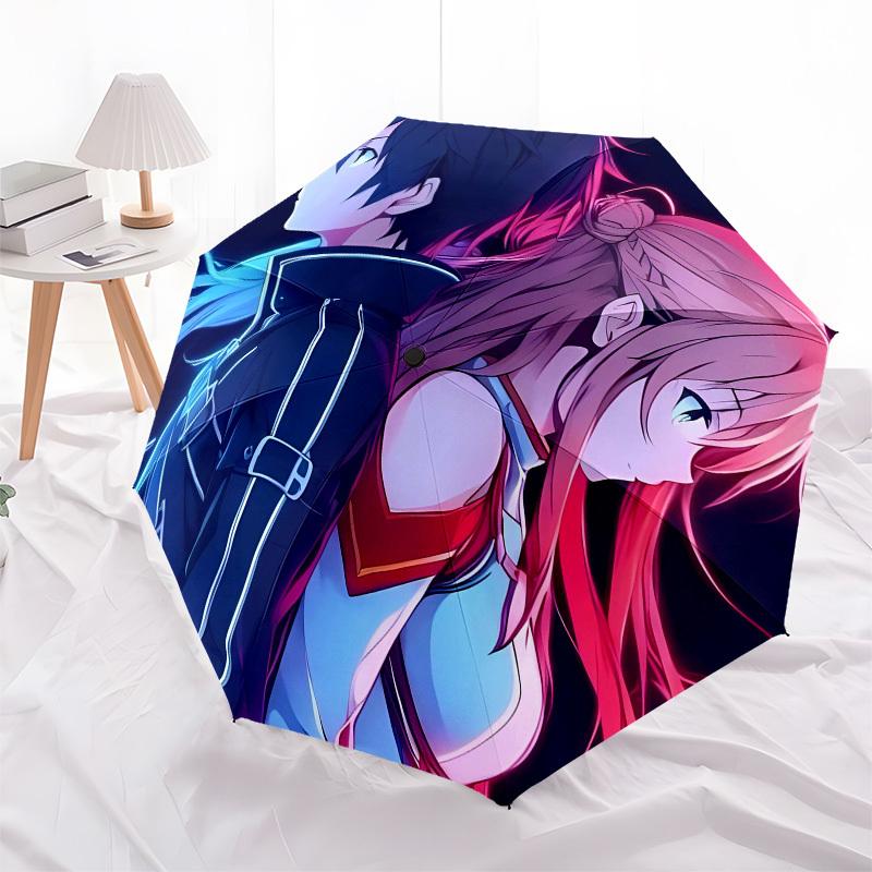 Anime Couple Yin Yang Symbolism Automatic Opening and Closing, 8 rib Structure Portable Umbrella, Suitable for Men and Women in All Seasons