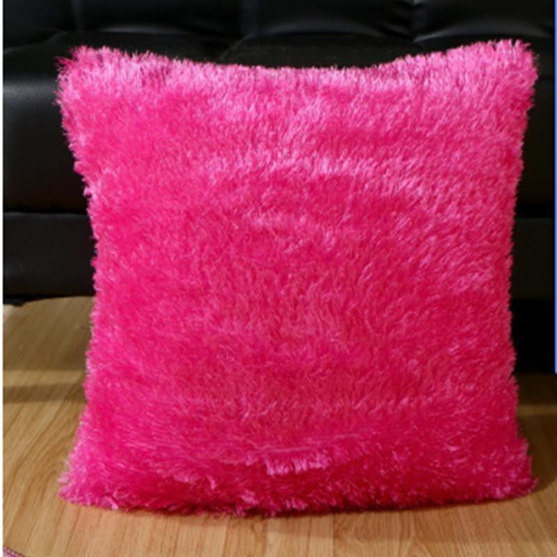 Мягкий мех пушистая диванная подушка плюшевая роскошная наволочка семейное украшение One Size ярко-розовый 589₽
