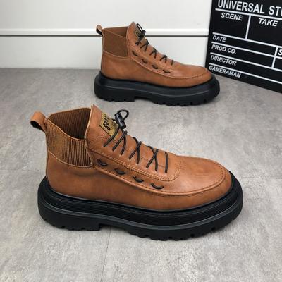2025 Autumn and Winter New Thick-soled Heightening Fashion Casual Shoes Sleeve Martin Boots Versatile Short Boots Korean Version of Trendy Men's Shoes