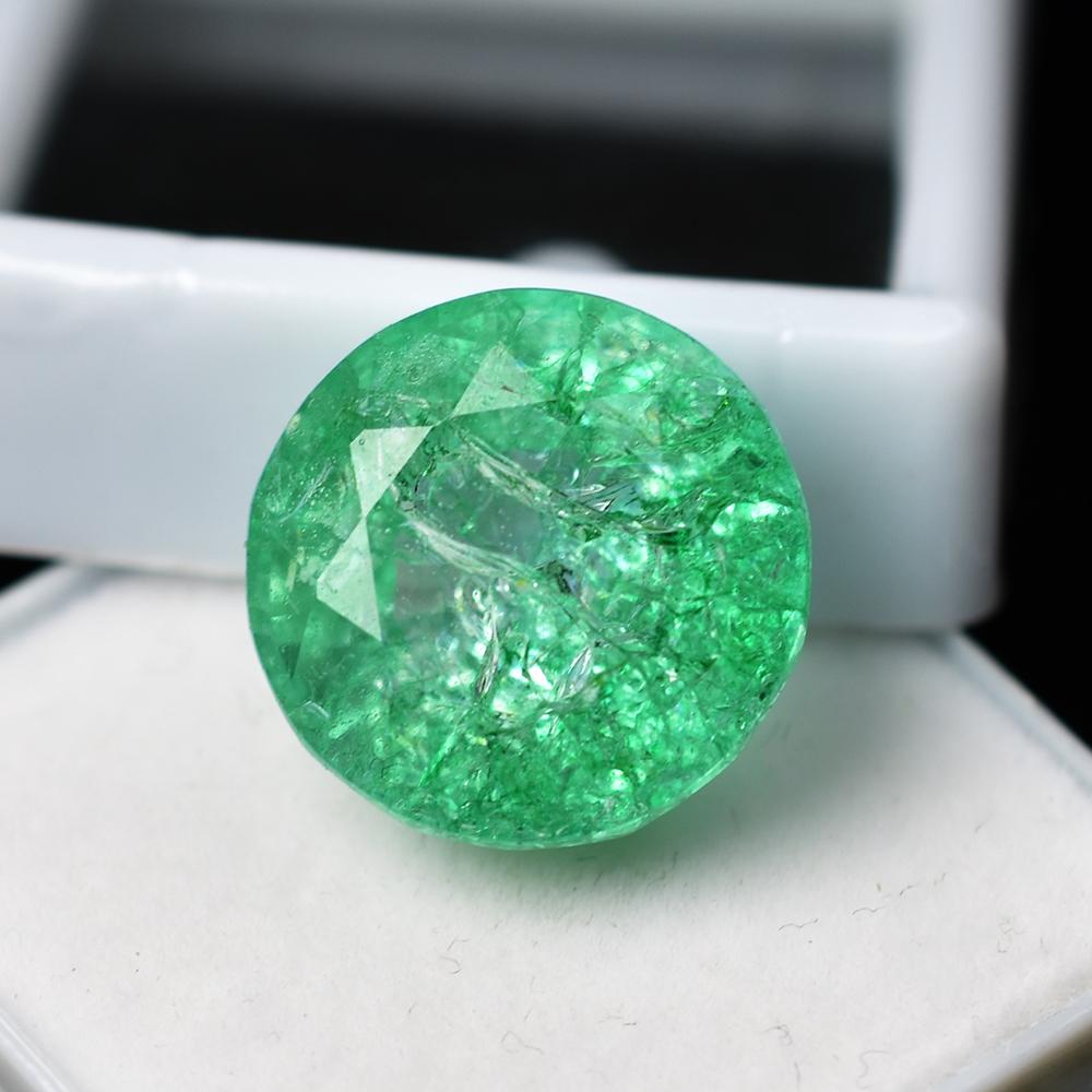 Natural Green Emerald Loose Gemstone Colombian Round Cut 14.65 Ct for Jewelry Making and Crafts