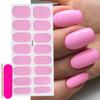16tips Pink UV Semi Cured Gel Nail Wraps Stickers Solid Color Full Cover Nail Strips Adhesive UV Light Required Gel Nail Wraps*1