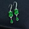 Tancise Jewelry Synthetic Grandmother Green High Carbon Diamond 925 Earrings 10 * 14 Geometric Retro Light Luxury Earrings Silver