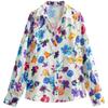 Fashion Style 2024 Spring New Women's Clothing Temperament Wild Florals Print Satin Shirt 2603121 330