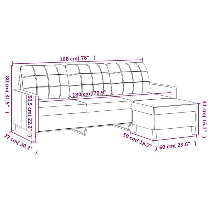 VidaXL Canapé à 3 places avec repose-pieds Gris foncé 180 cm Tissu, canapé, canapé avec repose-pieds, canapé trois places, 3201002