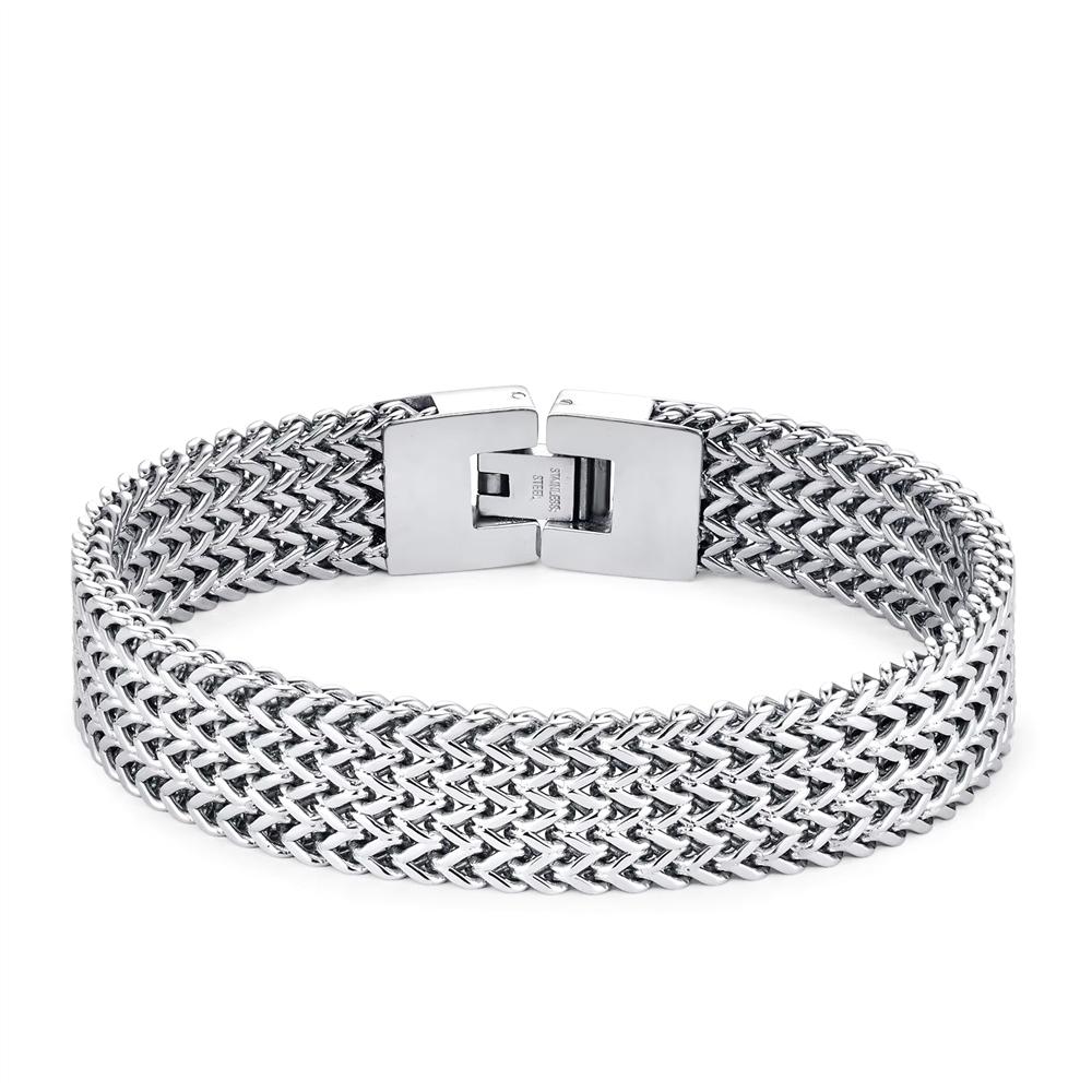 Hip Hop PVD Wasserdicht Anlaufgeschützt Edelstahl Vergoldet Herren Geflochtene Kette Doppelte Reihe Armband Feiner Modeschmuck