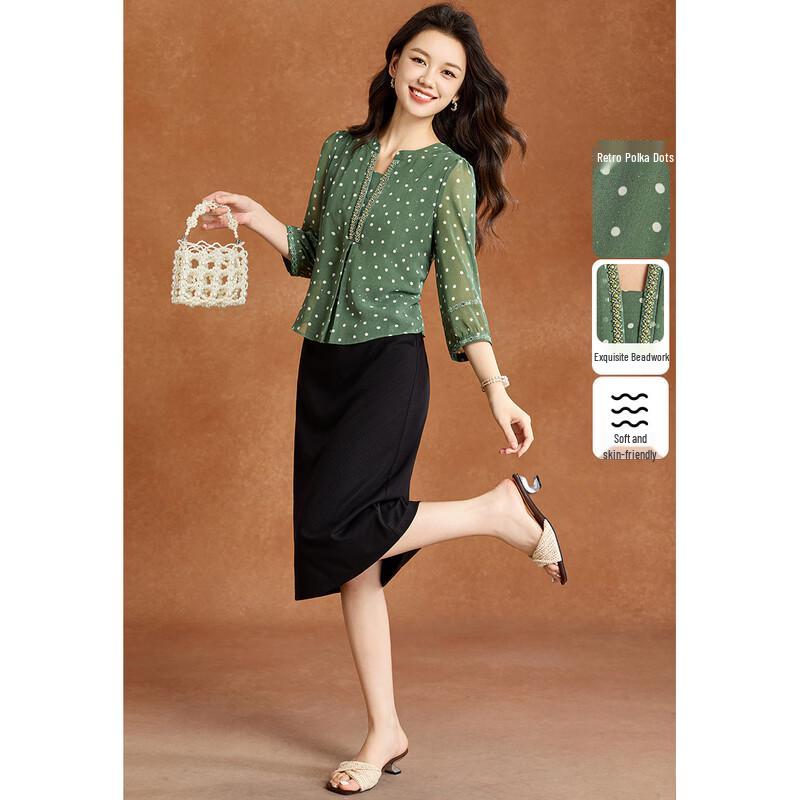 Melanie Retro Polka Dot Shimmer Dress L