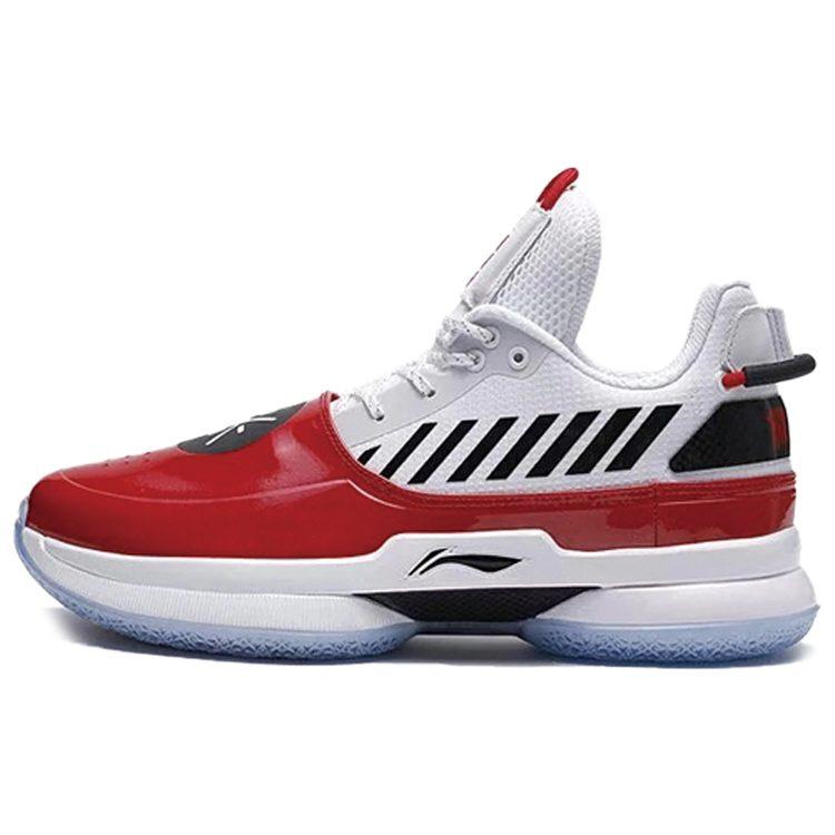 Li Ning WOW 7 Way Of Wade 7 Uptown Cushioning Slip Resistant Low Top Performance Basketball Shoes Men's White Red Black ABAN079-2