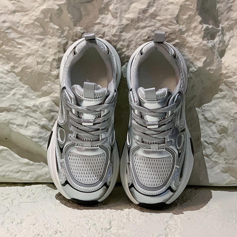 

Popular versatile platform dad shoes women s small height increase 2025 super hot new autumn silver sports and leisure shoes 40