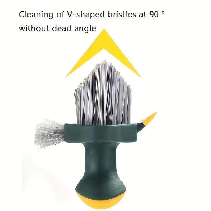 3-in-1 Gap Brush, Scrapes Water & Brushes Dust, V-Shaped Bristles 90° Dead Angle Free for Bathroom & Floor