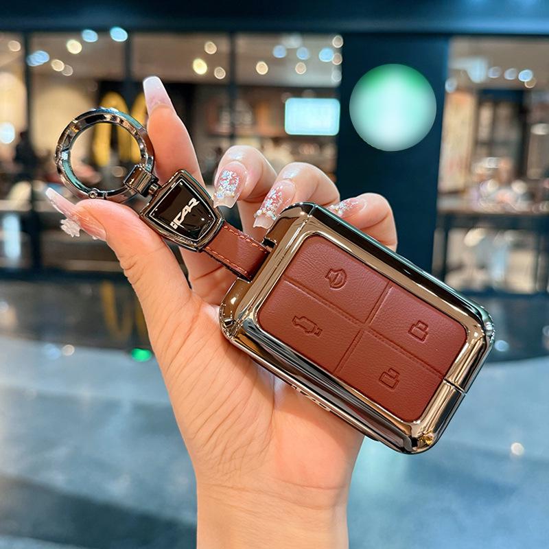 Chery iCAR V23 Bluetooth Schlüsselanhänger-Etui – Leder- & Metall-Fob-Schale für Fernbedienung