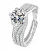 Women's Silver Ring, Adjustable, Large Crystal, Diamond Zircons