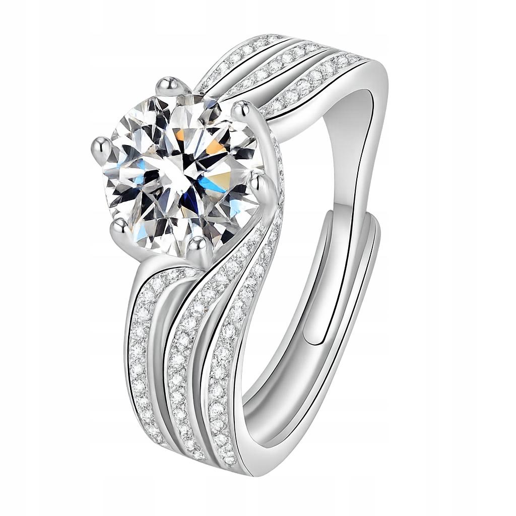 Women's Silver Ring, Adjustable, Large Crystal, Diamond Zircons