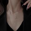 Chic Round Bead Tassel Necklace - Adjustable Clavicle Chain for Women, Cool Internet Celebrity Style Gift