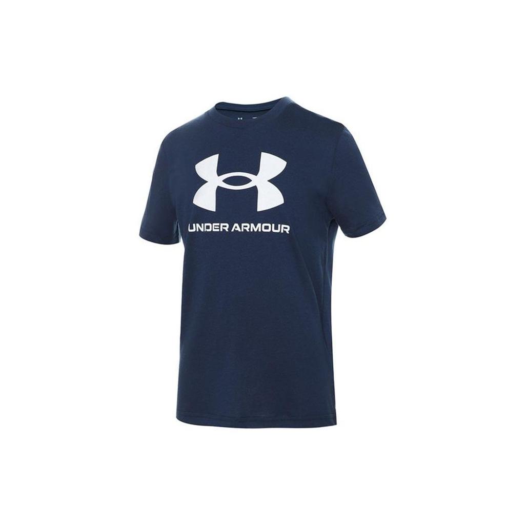 Under Armour Kids Logo Print Sports Casual Short Sleeve T-Shirt Kids Tops Blue 1363282-408