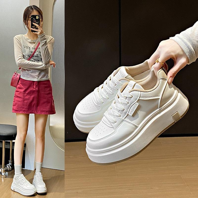 

New Women s Shoes Thick-soled Height-increasing Sports Sneakers and Casual Shoes 40 бежевий