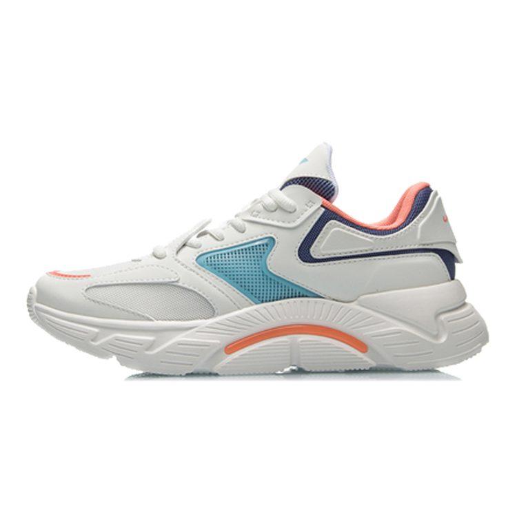 Li Ning Comfortable And Trendy Cushioning Slip Resistant Abrasion Resistant Low Top Running Shoes Women's Mist White ARHQ108-4