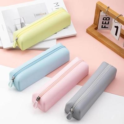 With Zipper Pen Bag Silicone Cosmetics Storage Bag Durable Pencil Case  Student