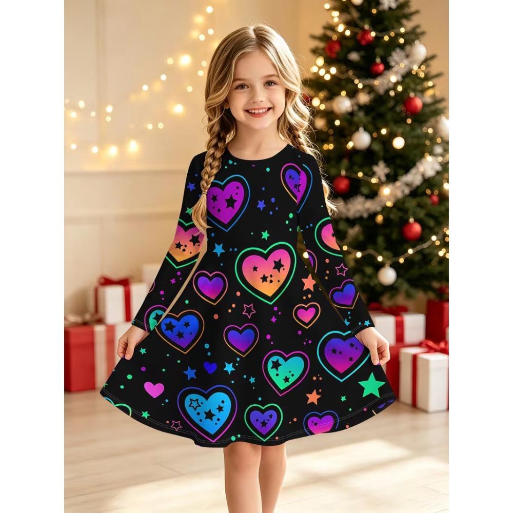 Girls' 3D Snowman Dress Long Sleeve Summer Spring Vacation Daily Holiday Princess Beautiful Sweet Kids 4-12 Years Casual Dress A Line Dress