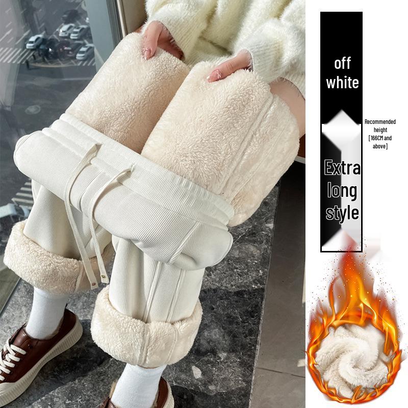 2025 Versatile Lambswool Warm Commuting Pants: Autumn/Winter Plus Velvet Casual Slit Style