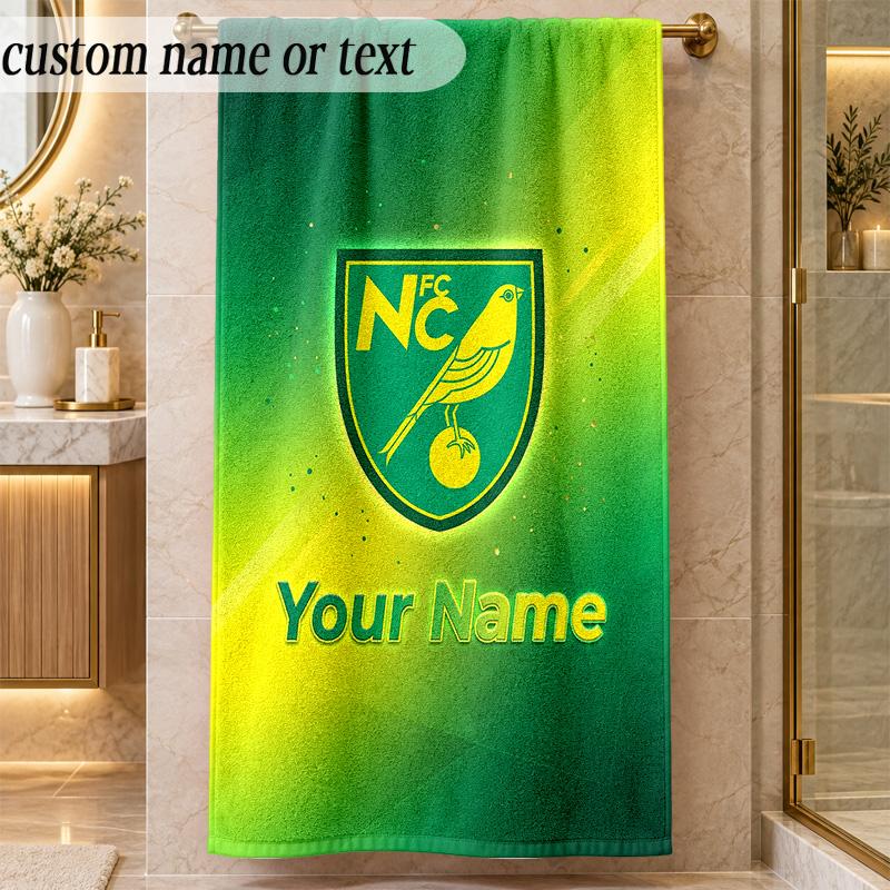 Beach TowelNorwich City Custom Name Text Personalized Soft Towel for Beach Pool Indoor Home Decor Gift