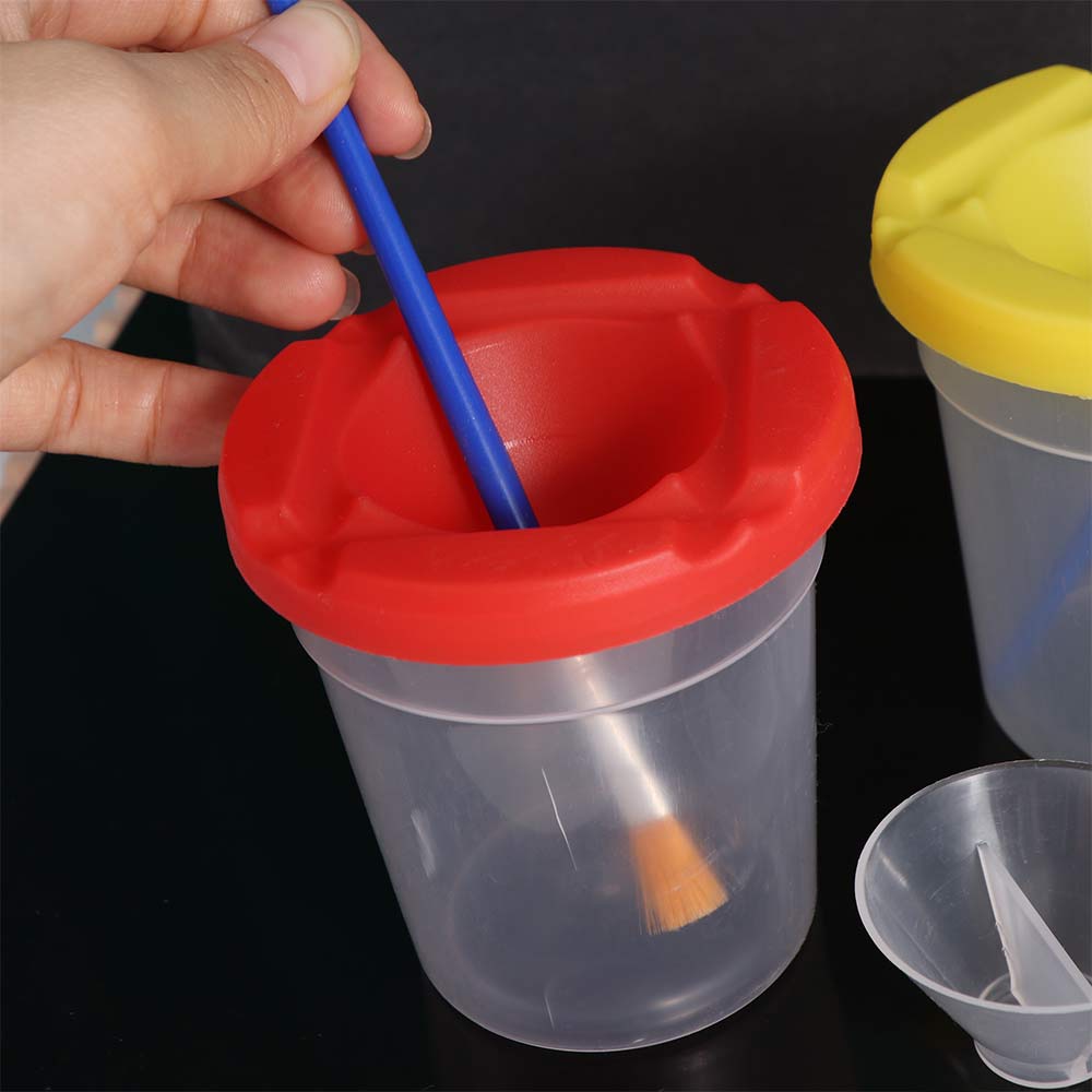 Multifunctional Painting Pen Washing Cup Plastic Transparent Children Paint Cups Convenient School Supplies