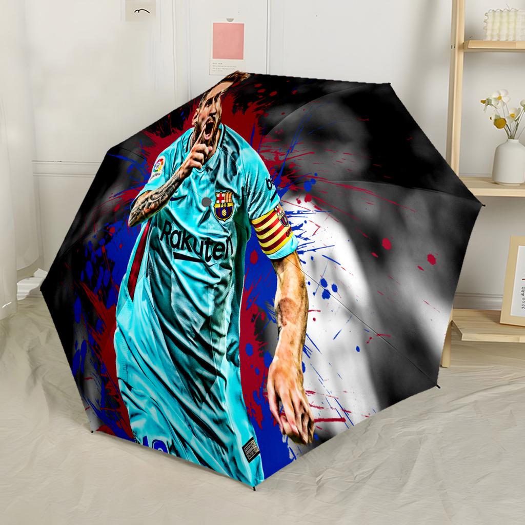 Football Legend Messi Automatic Umbrella Compact & Durable 8-Rib Design Foldable Design Durable Everyday Carry Umbrella Fashion Lovers Spiritual Gift