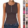 Regatas Femininas Sem Manga Gola Alta Verão Casuais Caneladas Slim Camisas Costas Nadador Roupas para Férias na Praia