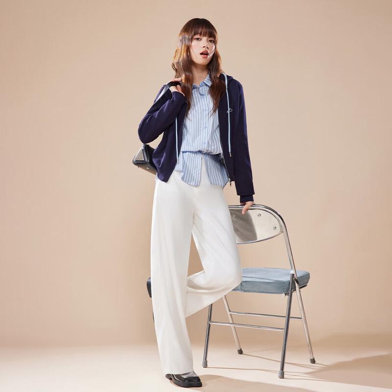 IEF Women's 2025 Fall Solid Wide-Leg Denim Trousers