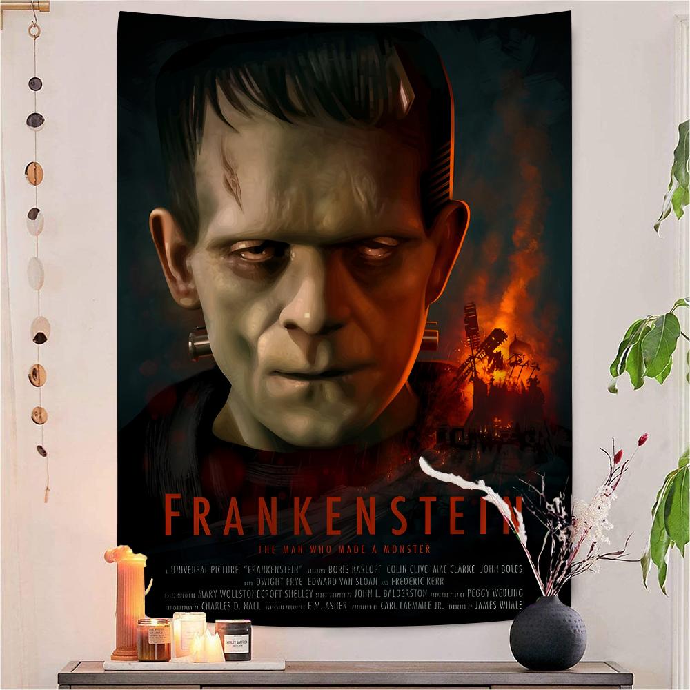 Frankenstein Classic Horror Movie Anime Tapestry Hanging Tarot Hippie Wall Rugs Dorm Home Decor