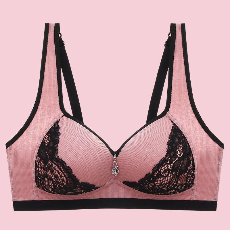 

Топ без косточек, большой бюстгальтер без стального обода, сексуальный кружевной бюстгальтер с запахом, регулируемый женский дышащий бюстгальтер без косточек 44/100C розовый