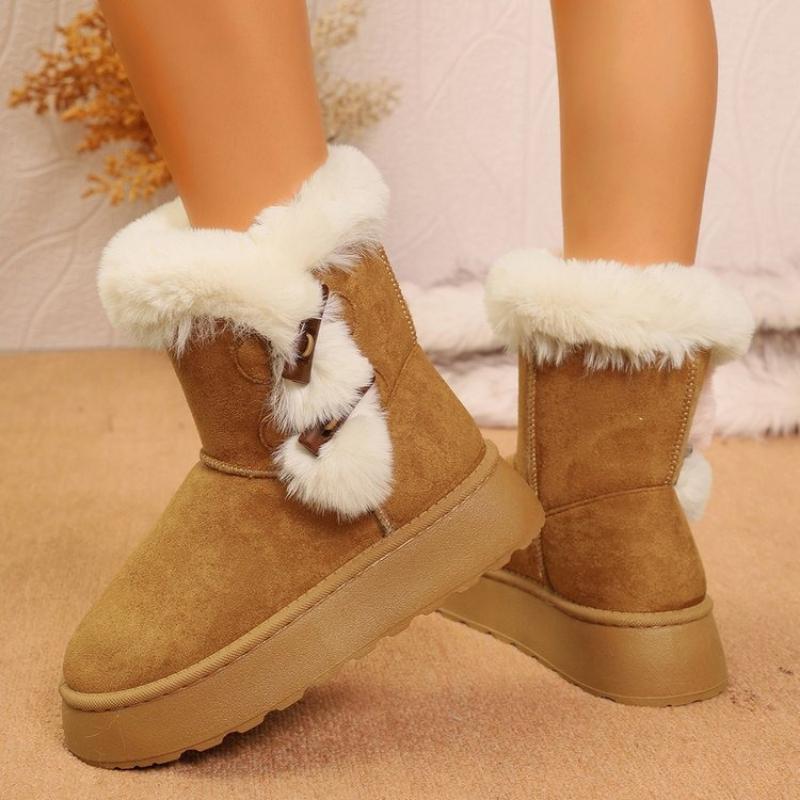 New Winter Thick Bottom Large Women'S Snow Boots With Thick Velvet For Warmth Women'S Cotton Shoes Women'S Boots