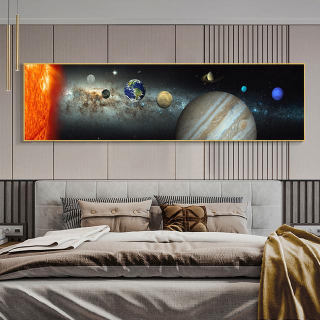 Solar System Canvas Painting Wall Art Planet Paintings Space Astronaut Posters Prints for Living Room Decor Bedside Art Cuadros