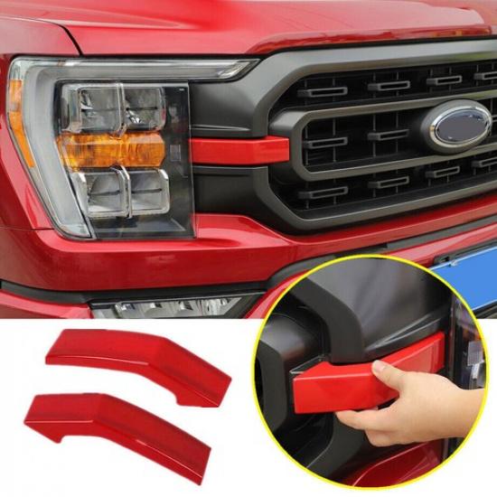 Red Exterior Front Bumper Headlight &Grille Decor Cover Trim For Ford F150 +