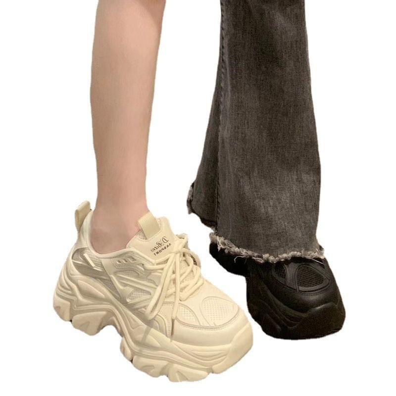 Women Spring High Top Sneakers With Thick Soles For Casual Wear