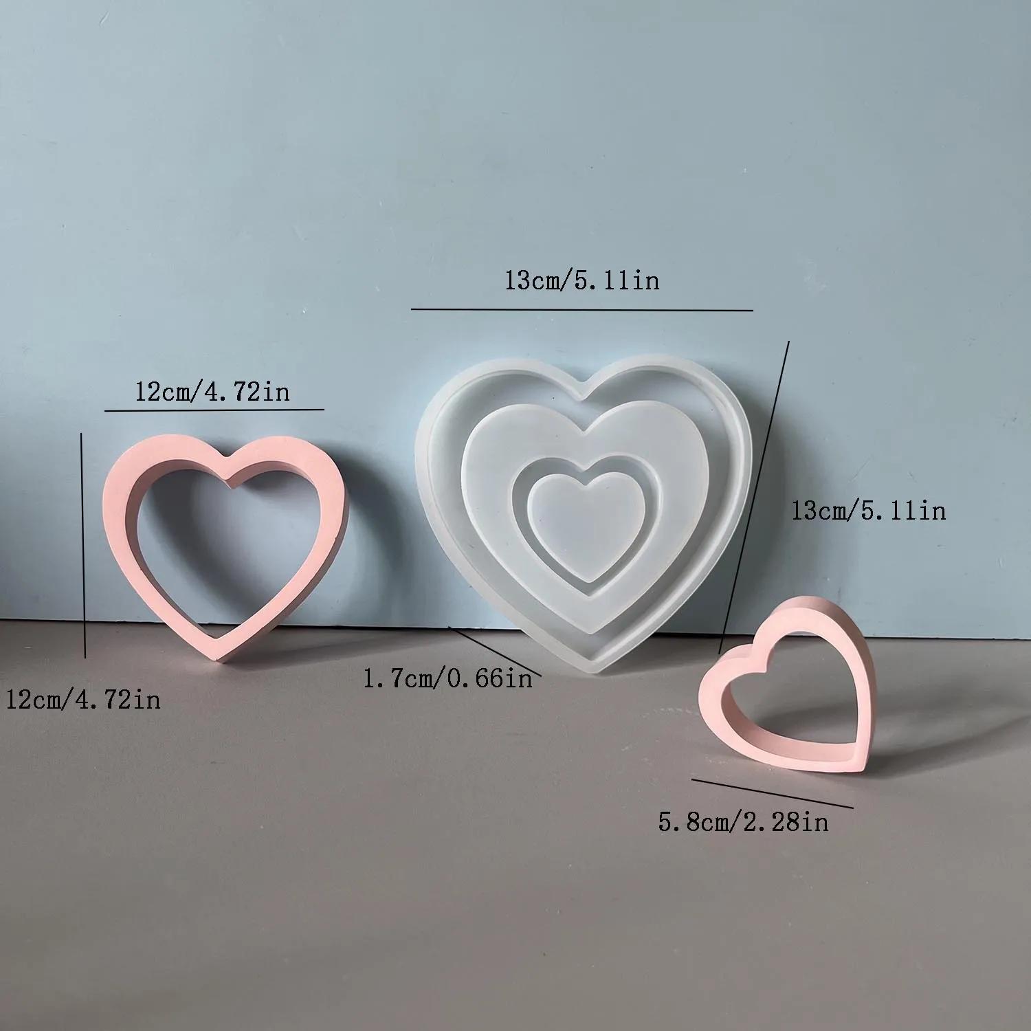 

Large, Medium and Small Hollow Love Ornament Silicone Mold Valentine s Day Heart-shaped Pendant Decorative Gypsum Glue Mould