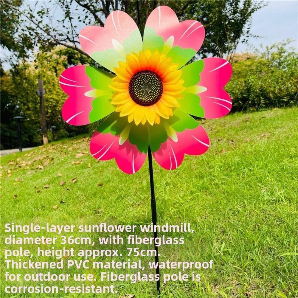 PVC Sunflower Windmill Stake Standing Lawn Flower Pinwheel  Outdoor Party Picnic Decor