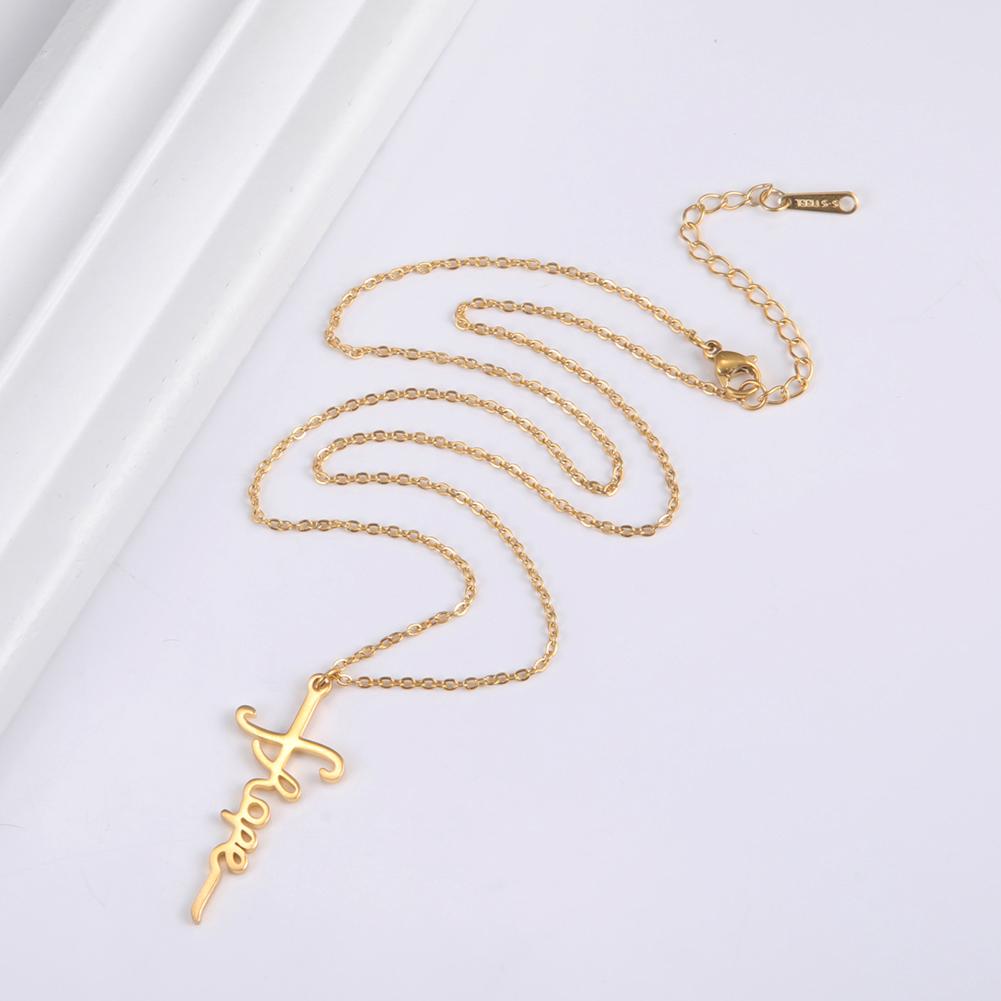 Cazador Stainless Steel Jesus Cross Pendant Necklace for Women Faith Hope Strength Choker Necklace Jewelry Gifts 2026 Wholesale
