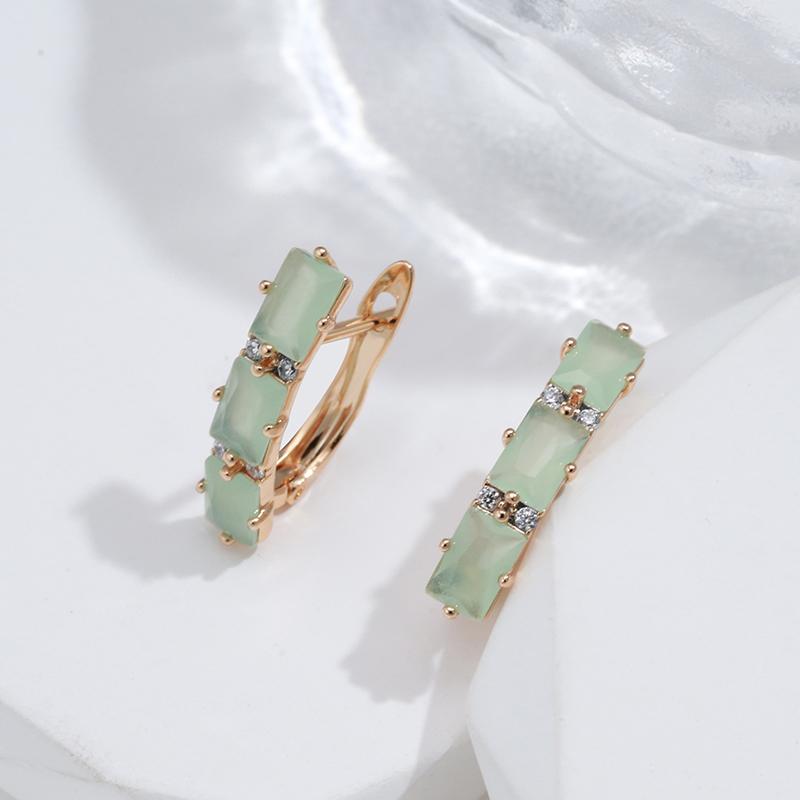 New Emerald Square Cut Drop Earrings For Women Luxury Natural Zircon With  Rose Gold Color Fashion Wedding Jewelry