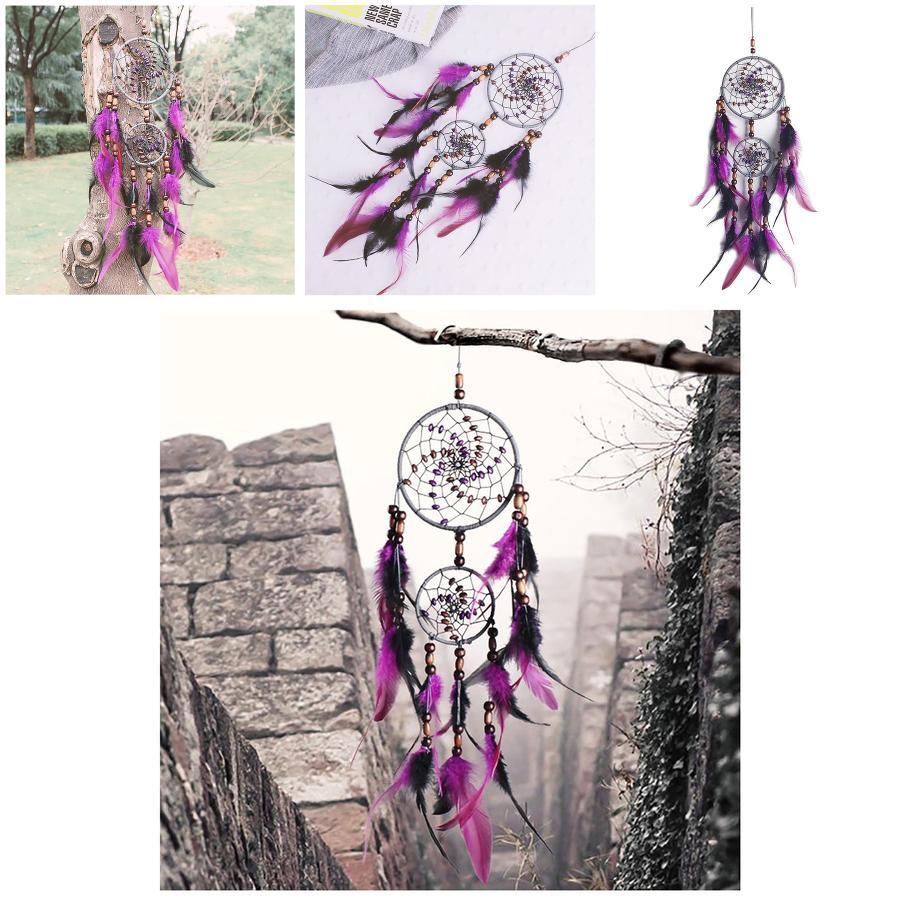 Spectacular Purple And Black Handmade Bohemian Dreamcatcher For Unique Home Decor