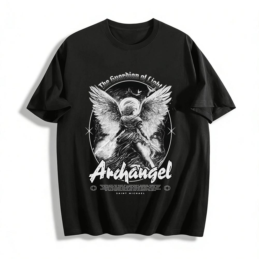 

Archangel Saint Michael Guardian Of Light Dark Graphic Tee Pure cotton T-shirt XXS