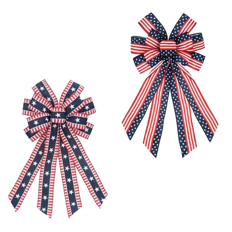 Festival Patriotic Ribbon Bows Handmade DIY Craft Decorative Bowknot For Independence Day Home Party Decoration