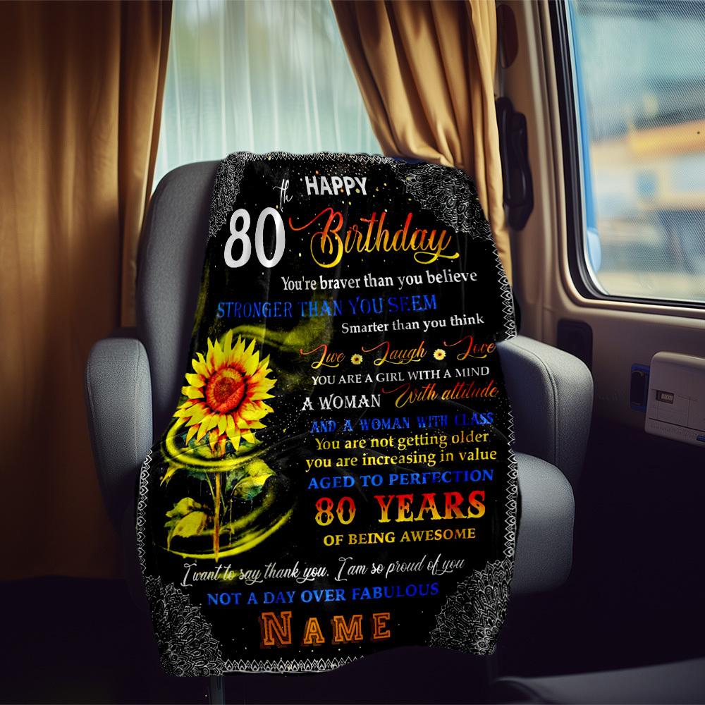 Happy 80Th Birthday Customize Your Name Rv Blanket Comfortable Soft Lightweight Multipurpose Blanket For Travel Camping Picnics Sofas Rvs Beds Living