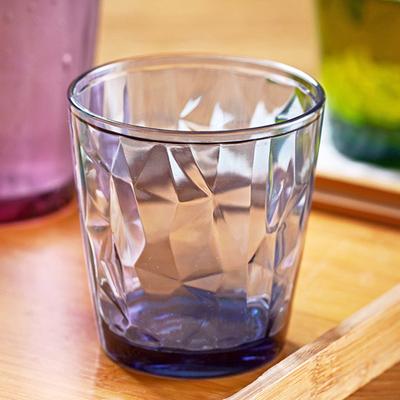Colorful Translucent Water Cups 310ml Diamond Pattern Tumblers Unbreakable Heat Resistant BPA-Free Stackable Glasses for Home Parties Restaurants
