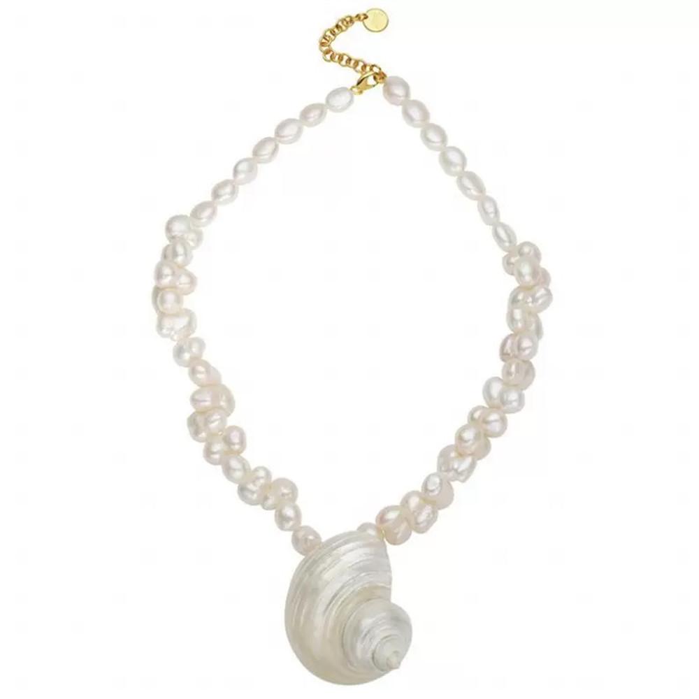 Retro Unique Natural Conch Shell Pendant Necklace Vacation Style Fashion Elegant Women's Jewelry Accessories