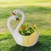 White Swan Planter Resin Pot Outdoor Animal Swan Couple Flower Plant Container