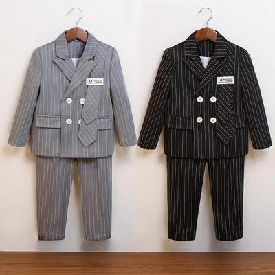 Boys Suits for Weddings Handsome Striped Kids Birthday Blazer Set Formal Children School Host Piano Performance Costumes