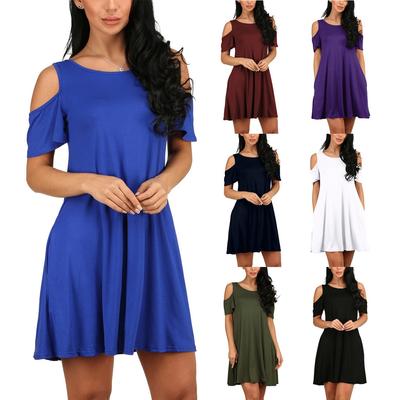 Sexy Elegante Kleid Vintage Off Schulter Kurzen Ärmeln Lose Kleid Frauen Einfarbig Mini Kleid Club Party Vestidos