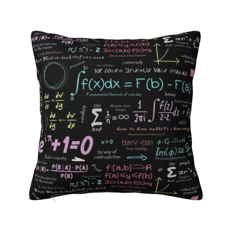 Mathematics Formulas Math Numbers Luxury Pillow Cover Home Decorative Geek Science Puzzle Sofa Cushion