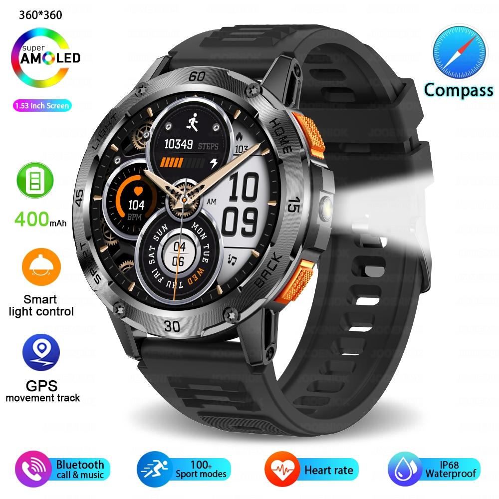 

New GPS Sports Smart Watch Men 400 mAh Battery Compass Military Outdoor Fitness Watch Heart Rate BT Calling Smartwatch Man чёрный
