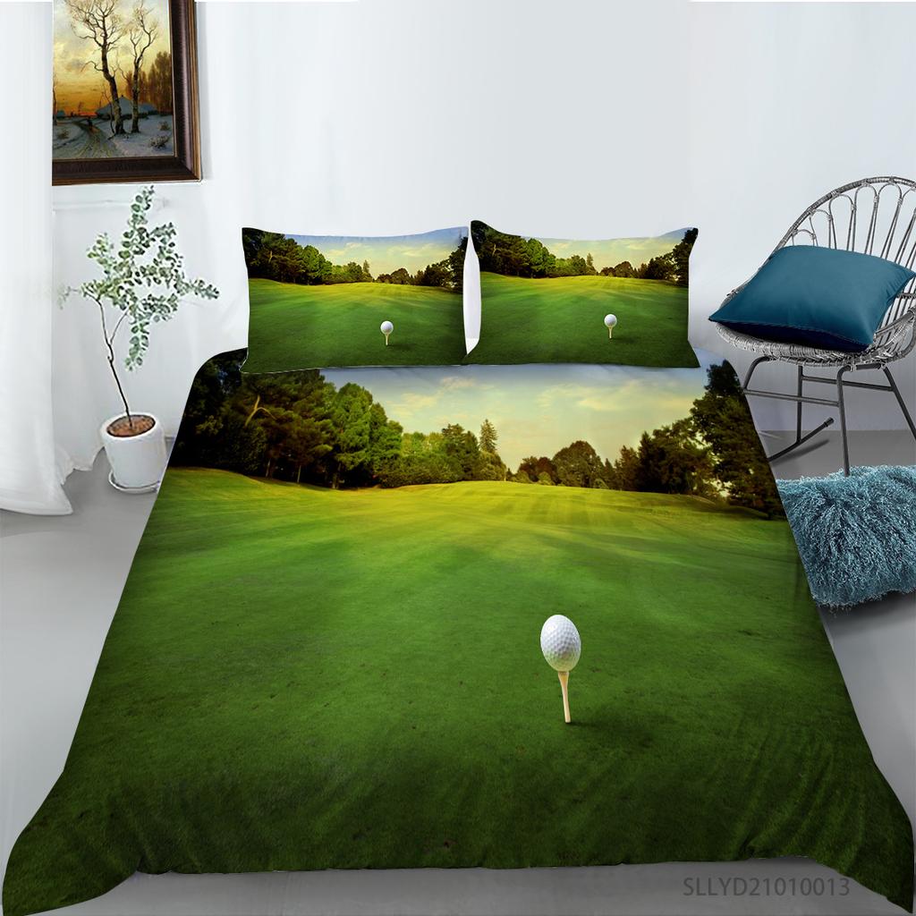Golf Series Digital Printing Bedding Two Or Three-Piece Set Polyester Cocoa